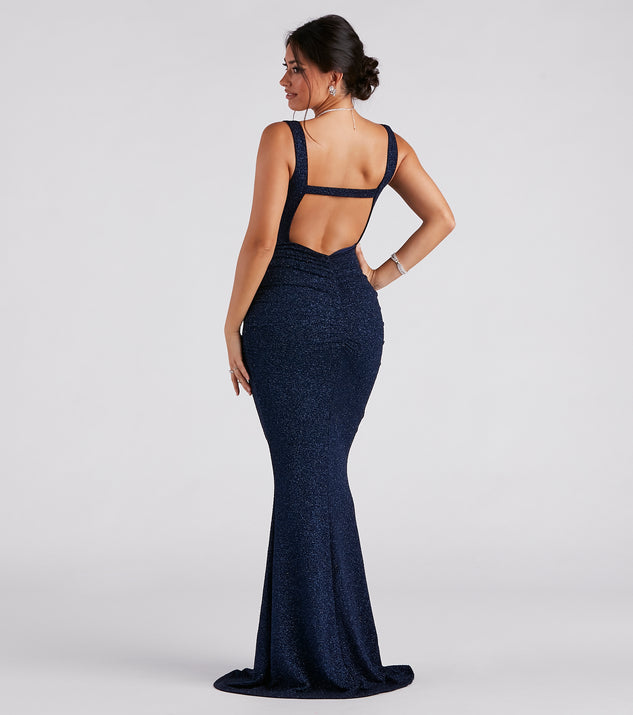 Gwyneth Metallic Open Back Mermaid Dress