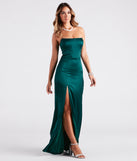 Whitney Formal Satin Corset A-Line Dress is a gorgeous pick as your 2024 prom dress or formal gown for wedding guests, spring bridesmaids, or army ball attire!