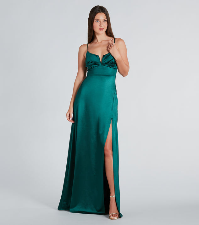 Darla Formal Satin A Line Long Dress