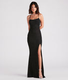 Abbie Formal Glitter Lace-Up Slit Dress creates the perfect summer wedding guest dress or cocktail party dresss with stylish details in the latest trends for 2023!
