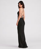 Abbie Formal Glitter Lace-Up Slit Dress creates the perfect summer wedding guest dress or cocktail party dresss with stylish details in the latest trends for 2023!