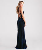 Carmen Formal Velvet Lace-Up Mermaid Dress creates the perfect summer wedding guest dress or cocktail party dresss with stylish details in the latest trends for 2023!