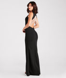 Bella Formal Crepe Rhinestone Open Back Dress is a stunning choice for a bridesmaid dress or maid of honor dress, and to feel beautiful at Prom 2024, spring or summer weddings, formals, & military balls!