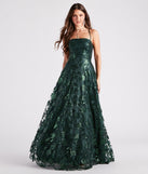 Cameron Sequin Embroidered A-Line Formal  Green Prom Dress is a gorgeous pick as your 2023 prom dress or formal gown for wedding guest, spring bridesmaid, or army ball attire!