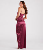 Mayra Formal Satin Slit Long Dress is a stunning choice for a bridesmaid dress or maid of honor dress, and to feel beautiful at Prom 2024, summer weddings, formals, & military balls!