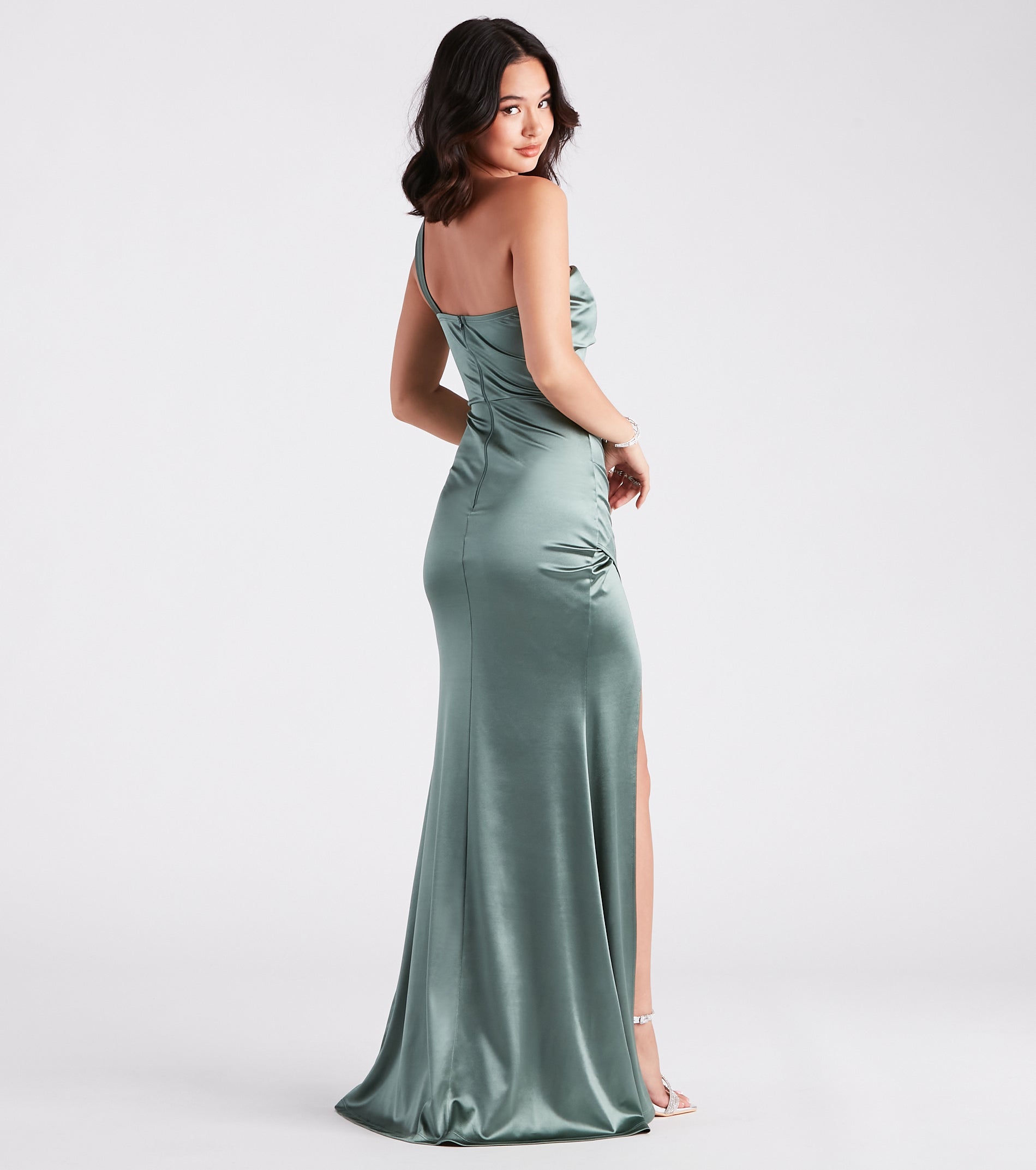 Kathie Formal Satin One-Shoulder Dress & Windsor