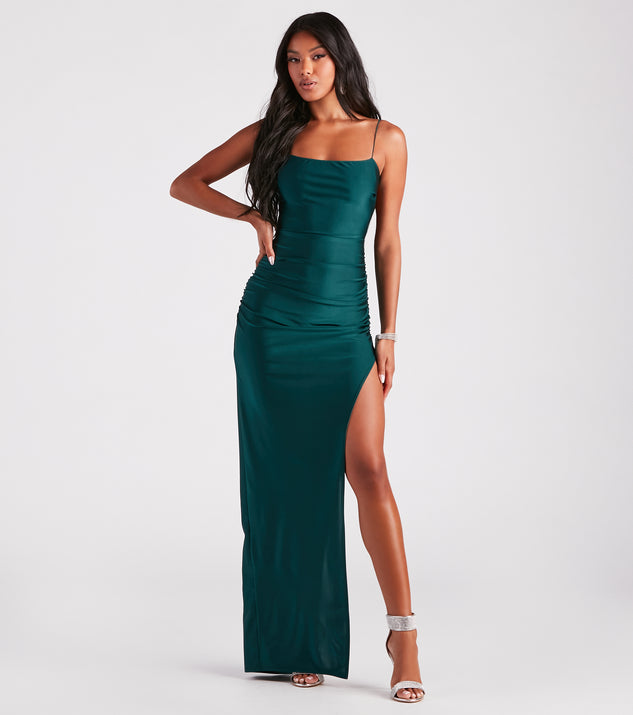 Michelle High-Slit Formal Dress creates the perfect summer wedding guest dress or cocktail attire with chic styles in the latest trends for 2024!