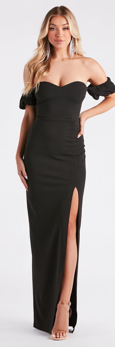 Glinda Formal Crepe Off The Shoulder Dress creates the perfect summer wedding guest dress or cocktail party dresss with stylish details in the latest trends for 2023!