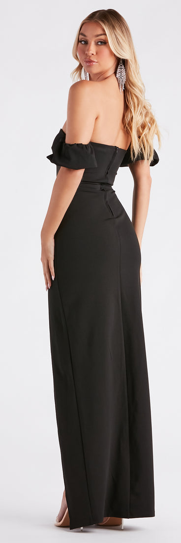 Glinda Formal Crepe Off The Shoulder Dress creates the perfect summer wedding guest dress or cocktail party dresss with stylish details in the latest trends for 2023!