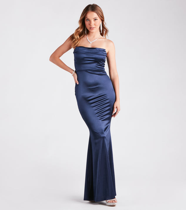 Priscilla Formal Satin Strapless Mermaid Dress & Windsor