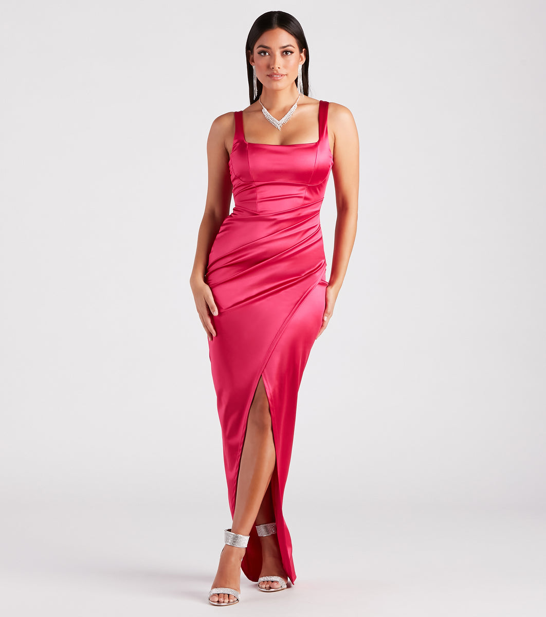 Rebecca Satin Slim-Fit Formal Dress & Windsor