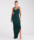 Britt Halter High Slit Ruched Formal Dress is a gorgeous pick as your 2024 prom dress or formal gown for wedding guests, spring bridesmaids, or army ball attire!