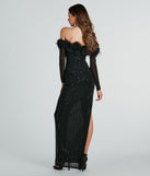 Chloe Feather Trim Rhinestone Mesh Formal Dress is a gorgeous pick as your 2024 prom dress or formal gown for wedding guests, spring bridesmaids, or army ball attire!