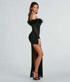 Chloe Feather Trim Rhinestone Mesh Formal Dress is a gorgeous pick as your 2024 prom dress or formal gown for wedding guests, spring bridesmaids, or army ball attire!