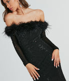 Chloe Feather Trim Rhinestone Mesh Formal Dress is a gorgeous pick as your 2024 prom dress or formal gown for wedding guests, spring bridesmaids, or army ball attire!