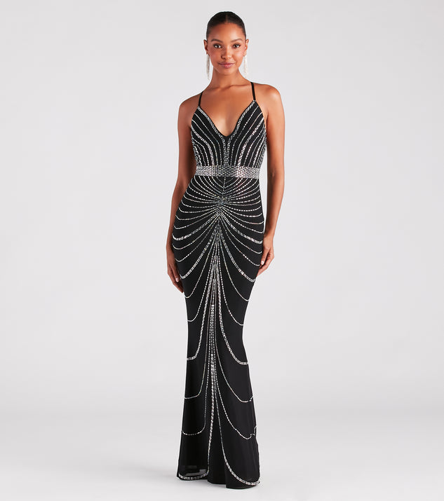 Maisyn Formal Rhinestone V-Neck Long Dress is a stunning choice for a bridesmaid dress or maid of honor dress, and to feel beautiful at Prom 2024, summer weddings, formals, & military balls!