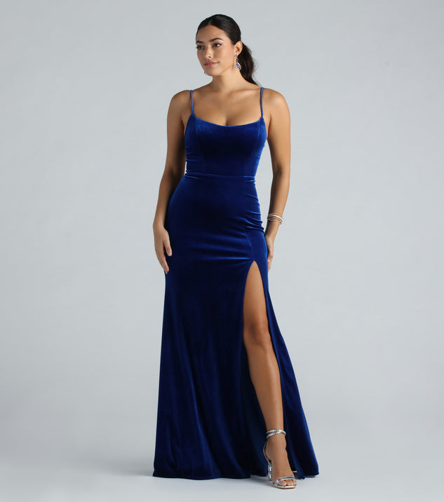 Susan Formal Velvet Lace-Up A-Line Dress is a gorgeous pick as your summer formal dress for wedding guests, bridesmaids, or military birthday ball attire!