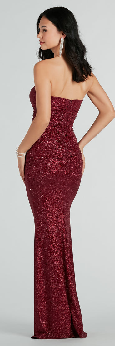 Elaine Formal Glitter Strapless Mermaid Dress is a gorgeous pick as your summer formal dress for wedding guests, bridesmaids, or military birthday ball attire!