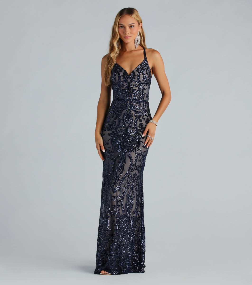 Karissa Formal Sequin Strappy Mermaid Dress & Windsor