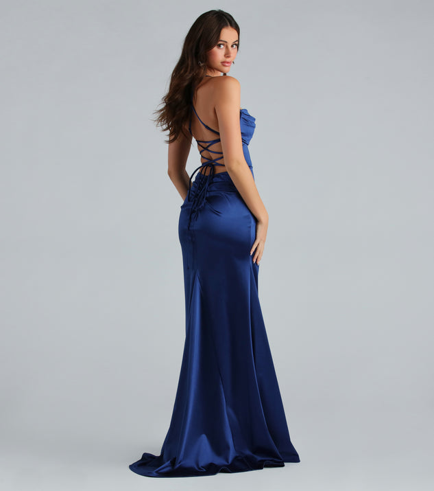 Melinda Formal Satin Lace-Up Mermaid Dress & Windsor