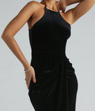 You'll be the best dressed in the Marcela Formal Velvet High Neck Long Dress as your summer formal dress with unique details from Windsor.
