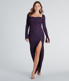 Jess Formal Glitter Long Sleeve Slit Dress creates the perfect summer wedding guest dress or cocktail attire with chic styles in the latest trends for 2024!