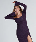 You'll be the best dressed in the Jess Formal Glitter Long Sleeve Slit Dress as your summer formal dress with unique details from Windsor.