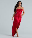 Mayra Formal Satin Slit Long Dress & Windsor