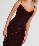 Prianka Formal Glitter Velvet Cowl Neck Dress is the perfect prom dress pick with on-trend details to make the 2024 dance your most memorable event yet!