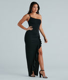 Candace Formal Crepe One-Shoulder Ruffle Dress is a gorgeous pick as your summer formal dress for wedding guests, bridesmaids, or military birthday ball attire!