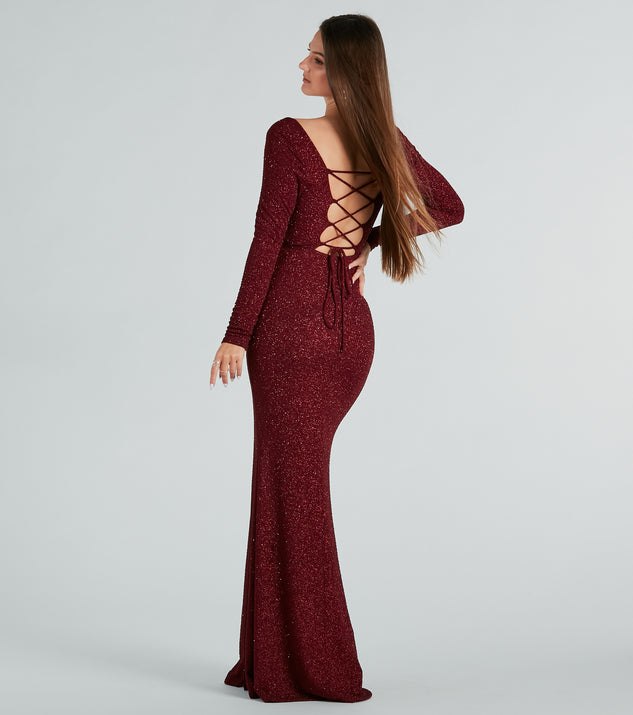 Caris Formal Glitter Lace-Up Mermaid | Windsor Dress
