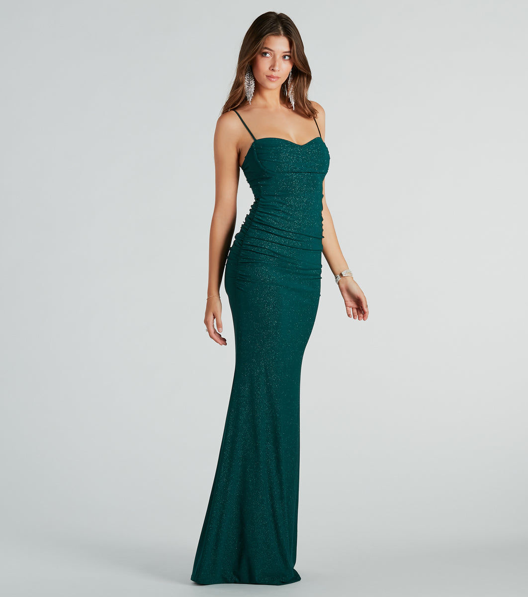 Ayanna Formal Glitter Ruched Mermaid Long Dress & Windsor