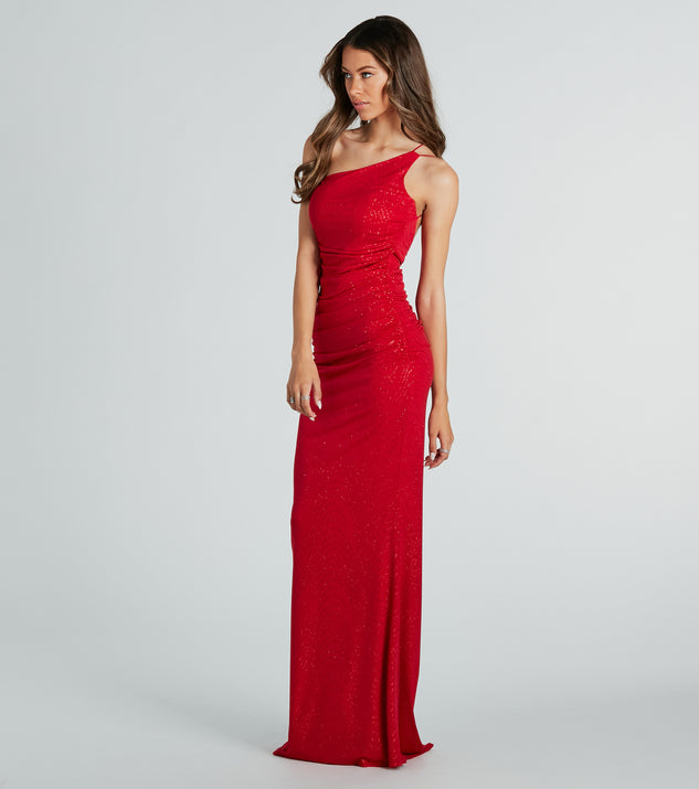 Aileen Formal One-Shoulder Glitter Mermaid Dress & Windsor