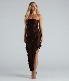 Shayna Formal Strapless Ruffled Long Dress is a gorgeous pick as your 2024 prom dress or formal gown for wedding guests, spring bridesmaids, or army ball attire!