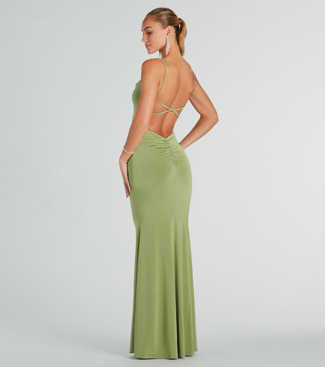 Anya Formal Strappy Open-Back Mermaid Dress is a stunning choice for a bridesmaid dress or maid of honor dress, and to feel beautiful at Prom 2024, summer weddings, formals, & military balls!