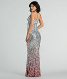 You'll be the best dressed in the Lizzy V-Neck Sequin Ombre Long Formal Dress as your summer formal dress with unique details from Windsor.