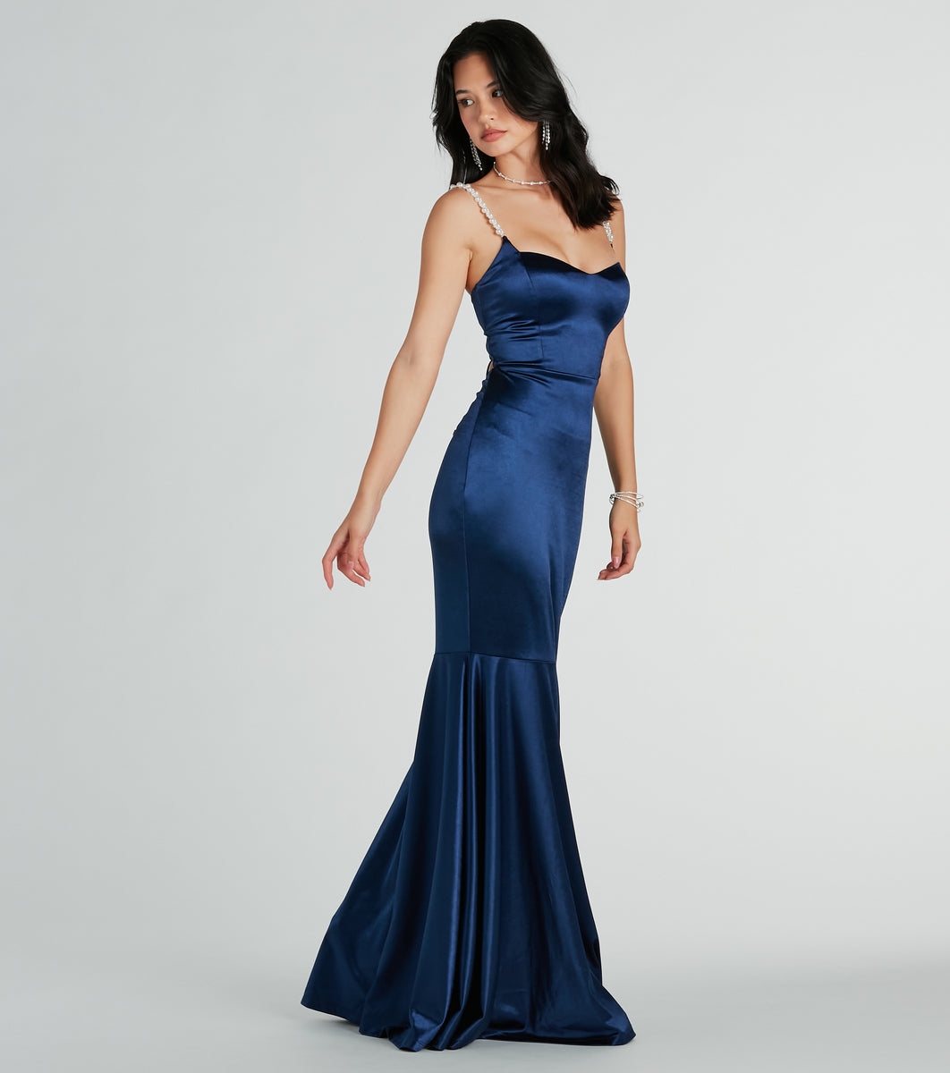 Devina Formal Satin Faux Pearl Lace-Up Dress & Windsor