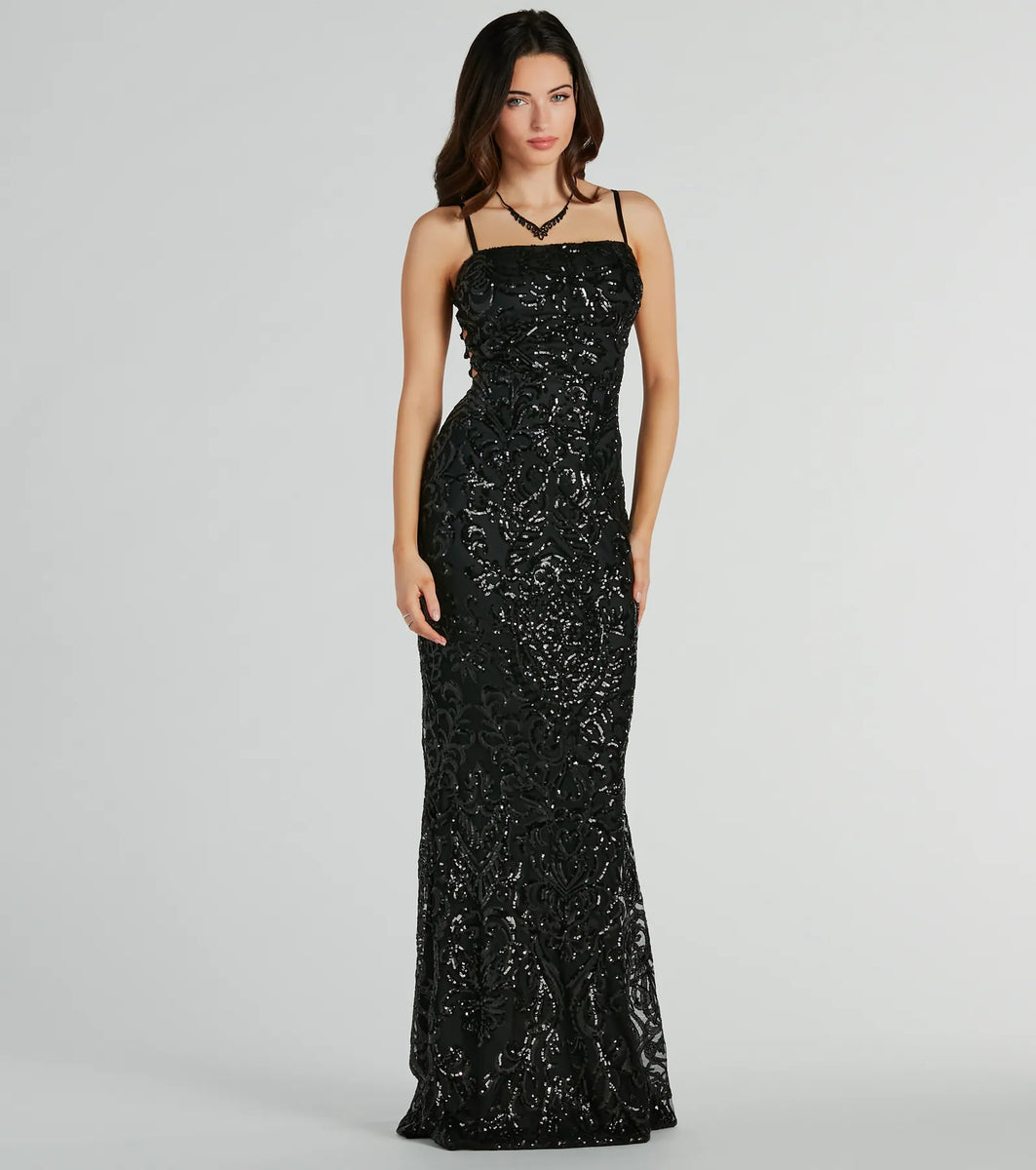 Shelby Side Lace-Up Mermaid Sequin Formal Dress & Windsor
