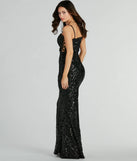You'll be the best dressed in the Shelby Side Lace-Up Mermaid Sequin Formal Dress as your summer formal dress with unique details from Windsor.