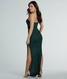 You'll be the best dressed in the Hollie Halter Slit Glitter Long Formal Dress as your summer formal dress with unique details from Windsor.