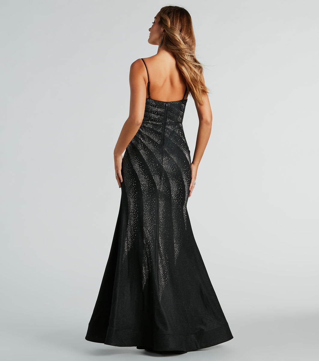 Tessa Formal Rhinestone Mermaid Slit Long Dress & Windsor