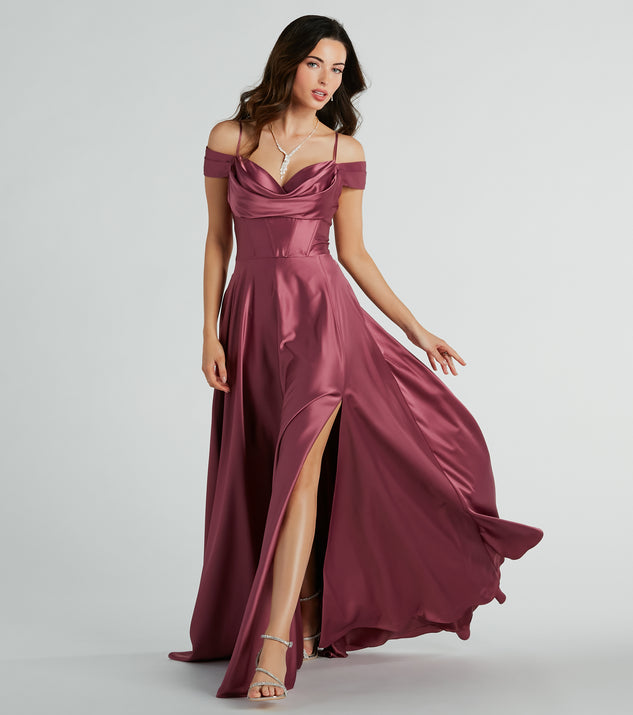 Alira Cold Shoulder A-Line Satin Formal Dress is the perfect prom dress pick with on-trend details to make the 2024 dance your most memorable event yet!