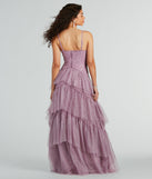 You'll be the best dressed in the Saylor Formal Glitter Tulle A-Line Long Dress as your summer formal dress with unique details from Windsor.