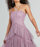 You'll be the best dressed in the Saylor Formal Glitter Tulle A-Line Long Dress as your summer formal dress with unique details from Windsor.