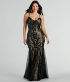 You'll be the best dressed in the Kelly Lace-Up Mermaid Sequin Mesh Formal Dress as your summer formal dress with unique details from Windsor.
