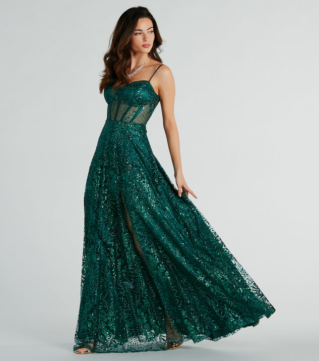Evening Gowns | Elegant Puff Sleeve Emerald Green Glitter Dress –  3rdpartypeople