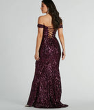 You'll be the best dressed in the Alanna Off-The-Shoulder Sequin Mermaid Dress as your summer formal dress with unique details from Windsor.