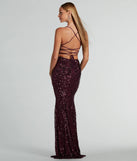 You'll be the best dressed in the Jaylee Lace-Up Sequin Mesh Formal Dress as your summer formal dress with unique details from Windsor.
