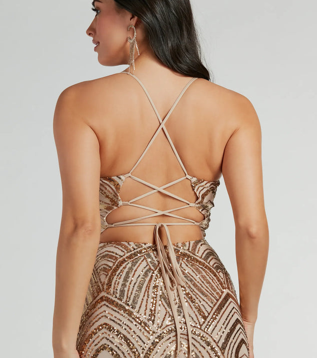 Francesca Lace-Up Mermaid Sequin Formal Dress | Windsor Francesca Lace-Up Mermaid Sequin Formal Dress | Windsor