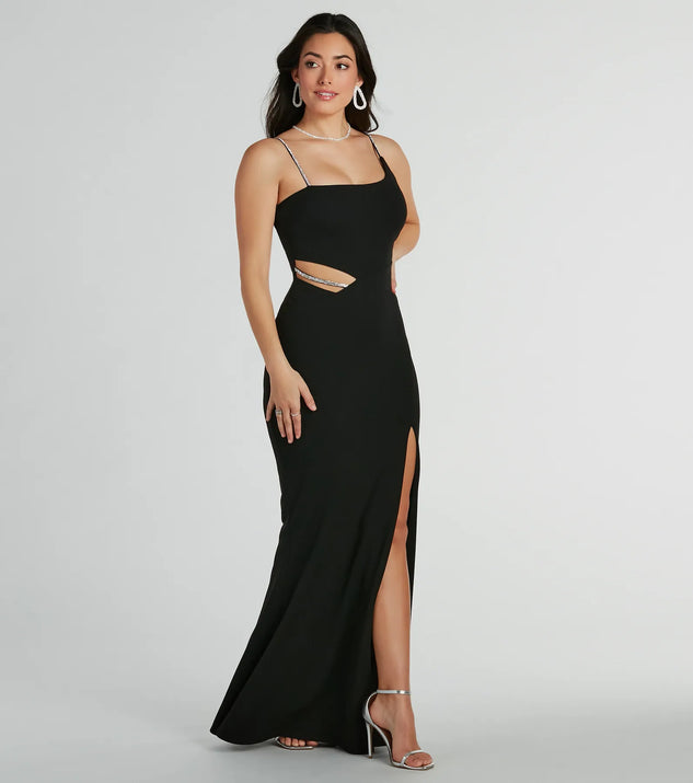 Angelique Rhinestone Mermaid Crepe Formal Dress is the perfect prom dress pick with on-trend details to make the 2024 dance your most memorable event yet!